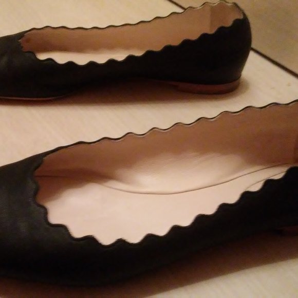 Chloe Lauren Scalloped Black Ballet Flat size 38 - Picture 5 of 7